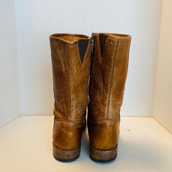 Bedstu Women's Brown Leather Round Toe Side Zip Mid Calf Boots, 9.5. - Picture 3 of 7